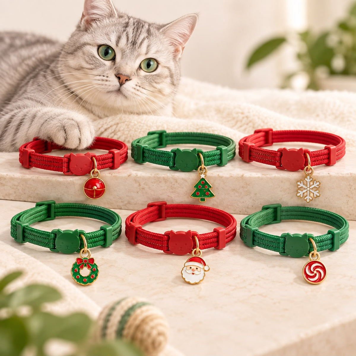 Calming Cat Collar – 6-Pack with Pendants