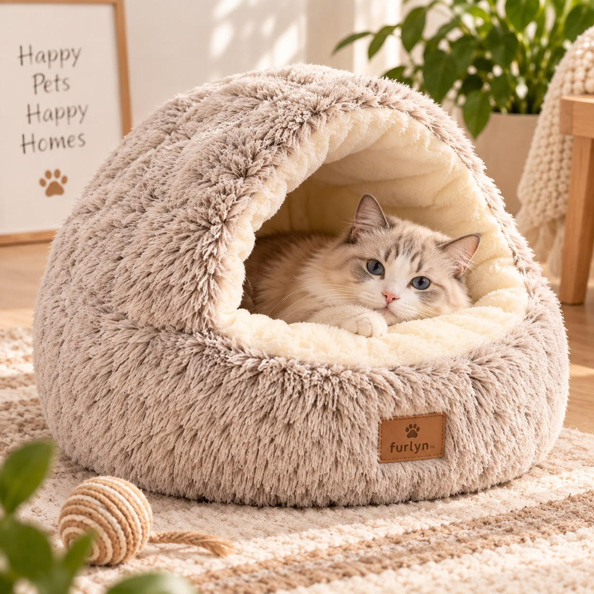 Fluffy Cat Cave Bed