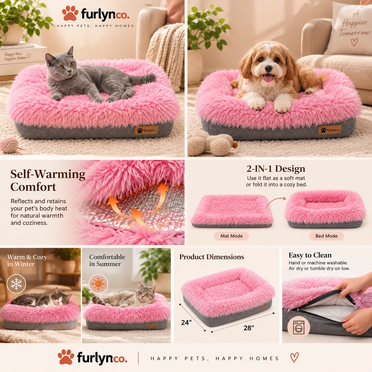 CozyPaws Self-Warming Pet Bed for Small Dogs & Cats